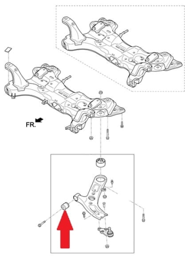 Tuleja przedniego, dolnego wahacza, Kia 545513X000