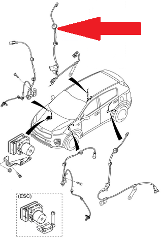 Czujnik ABS tylny, prawy, Kia Sportage QL 91921F1000